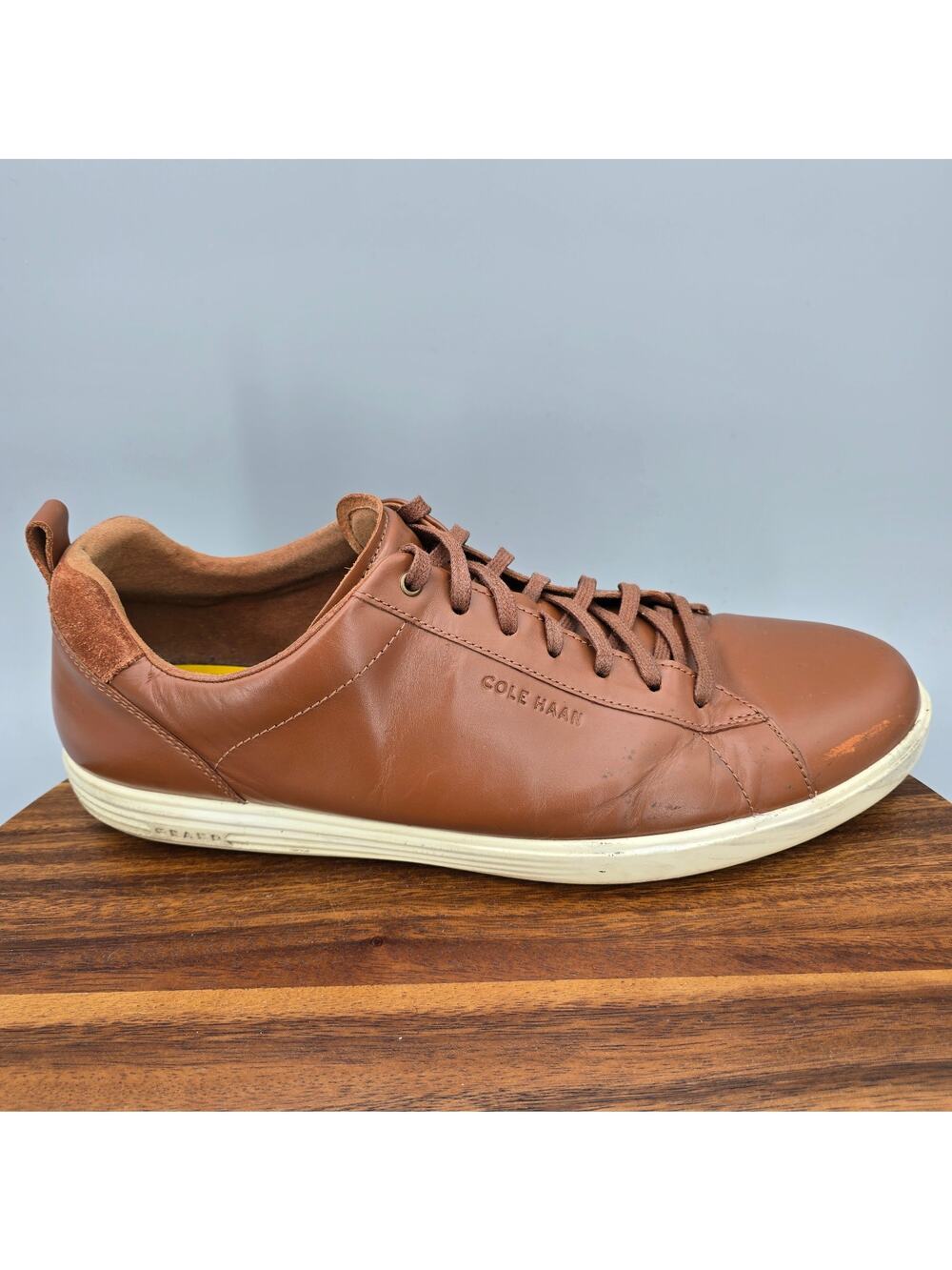 Cole Haan Grand Plus Crosscourt Shoes Mens 13 Wide Brown Leather Casual Sneakers